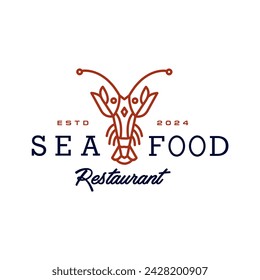 lobster line restaurant hipster logo. modern seafood restaurant concept logo design. simple lobster or crayfish simple luxury style restaurant