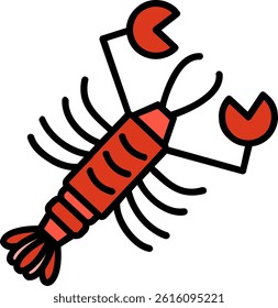 Lobster Line Vector Icon Design