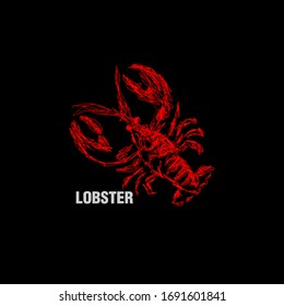 lobster llustration with scribble art or digital hand drawn for background or t-shirt design