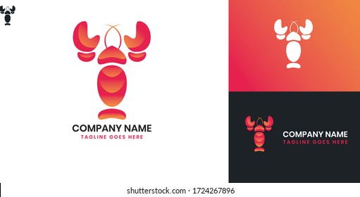 Logotipo de langosta: todos los elementos de esta plantilla se pueden editar con software vector