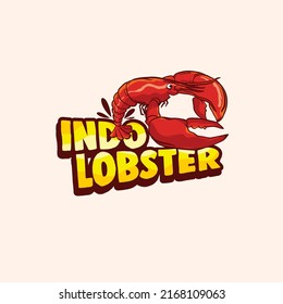 Lobster Logo Cartoon Hand-drawn. suitable for your logo or element design. easy to change color or remove text with layered file. available vector file EPS10