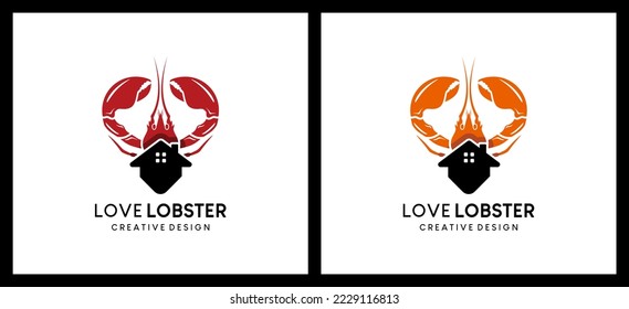 Lobster logo design with the concept of love, vector illustration for a logo for a lobster restaurant or seafood restaurant