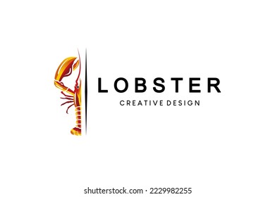 Lobster logo design with half colorful concept, lobster and seafood restaurant logo