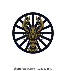 Lobster logo illustration isolated in white background.