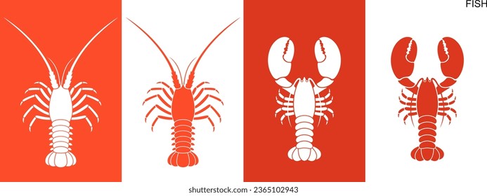 Lobster logo. Isolated lobster on white background