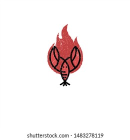 lobster logo for restaurant seafood with flame element 