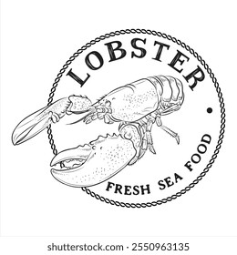 Logotipo de lagosta, ideias de design de logotipo de restaurante de frutos do mar, ilustração vetorial