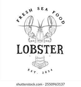 Logotipo de lagosta, ideias de design de logotipo de restaurante de frutos do mar, ilustração vetorial