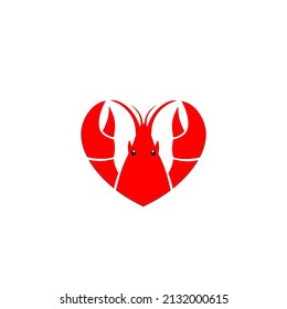 Lobster logo in the shape of an adorable heart, gives the impression of warmth, this design is suitable for people or days that you like or are special.