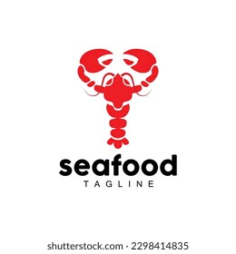 Lobster Logo, Simple Minimalist Design,Shrimp Seafood Food Vector, Illustration Symbol Icon