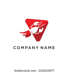 Lobster logo with triangle and fire logo for product to be launched.
