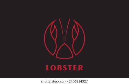 Lobster logo vector design in red color,crayfish logo