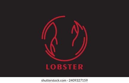Lobster logo vector design in red color,crayfish logo