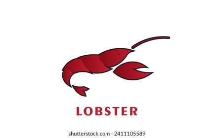 Lobster logo vector design in red color,crayfish logo