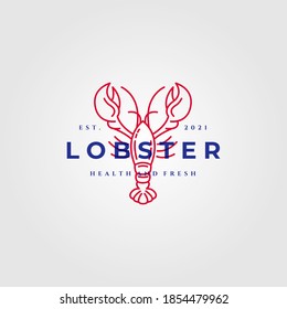 lobster logo vintage line art label illustration vector design