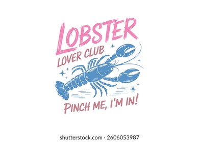 Lobster lover club, Summer Beach Lobster Doodle T Shirt Design	