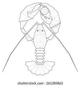 Lobster. Low polygon linear vector illustration