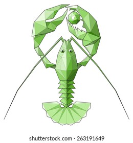 Lobster. Low polygon linear vector illustration