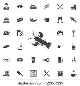 lobster marine animal icon on the white background. restaurant set of icons.