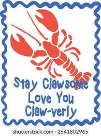 lobster marine sea slogan vector graphic abstract design