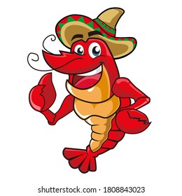 lobster mascot cartoon in vector