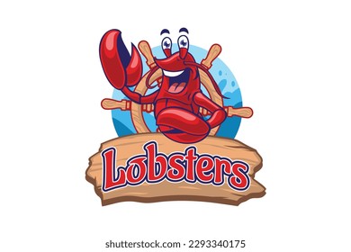 Lobster mascot logo cartoon illustration vector