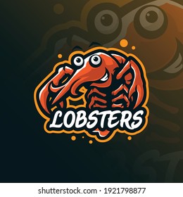 lobster mascot logo design vector with modern illustration concept style for badge, emblem and t shirt printing. smart lobster illustration for food logo.