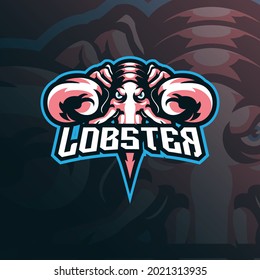 lobster mascot logo design vector with modern illustration concept style for badge, emblem and t shirt printing. lobster illustration for sport team.