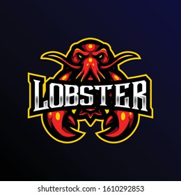 lobster mascot logo esport. shrimp mascot logo gaming illustration.