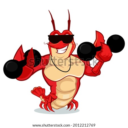lobster muscle cartoon in vector Stock foto © 