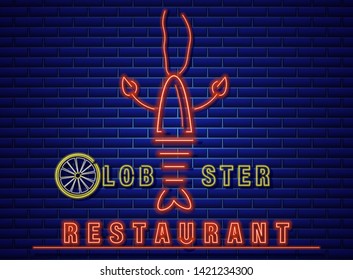Lobster neon Vector icon. Fresh glowing symbol template