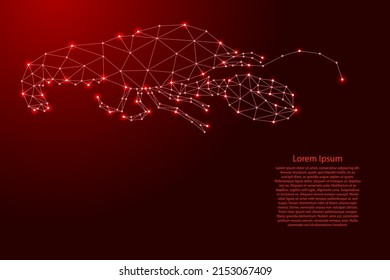 Lobster, omar from futuristic polygonal red lines and glowing stars for banner, poster, greeting card. Vector illustration.