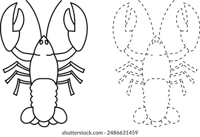 Lobster in one line style. Hand drawn cancer for seafood restaurant logo, minimal art for print, banner. Vector illustration.
