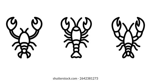 lobster outline or line icon design bundle.