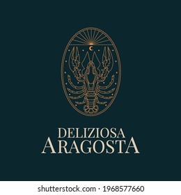 lobster Outlined Logo Illustration Vector.