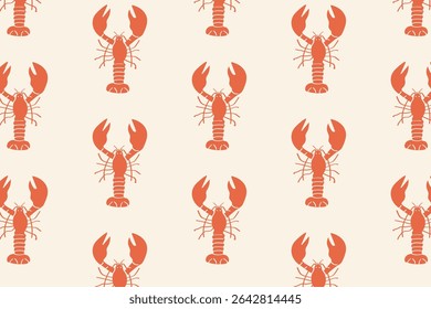 Lobster pattern in minimalist retro seafood style