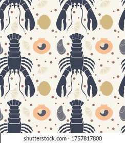 Lobster pattern seamless geometric design . Kitchen and home decoration series.