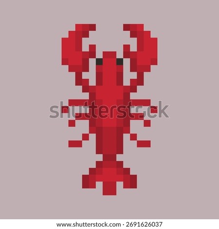 lobster in pixel art style