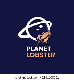 Lobster with planet logo design vector graphic symbol icon sign illustration creative idea