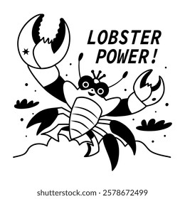 Lobster power sticker in glyph style 

