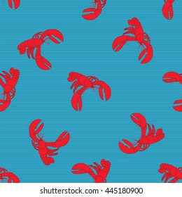 Lobster red art abstract modern creative white background vector light blue striped background pattern