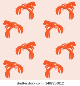 Lobster, red cancer - pattern - light background - vector.