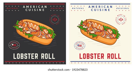 Lobster roll sandwich New England style hot dog