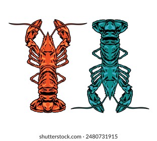 lobster sea food animal water exotic restaurant beach logo vector vintage retro logo wild life crab shrimp