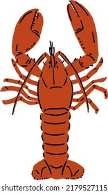 Lobster Seafood Fresh market Restaurant menu Hand drawn Colour Illustration