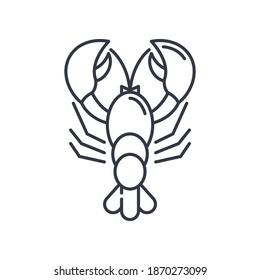 Lobster seafood icon, linear isolated illustration, thin line vector, web design sign, outline concept symbol with editable stroke on white background.