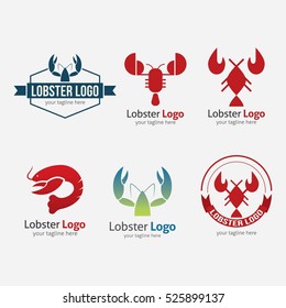 Lobster seafood logo and design elements. Vector illustration
