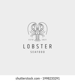 Lobster seafood minimalist logo icon design template vector