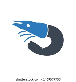 Lobster Seafood Prawn Vector Icon, Shrimp glyph icon