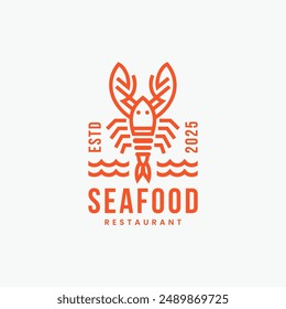 Diseño de logotipo de restaurante de mariscos de langosta, elegante minimalista, estilo de arte de línea